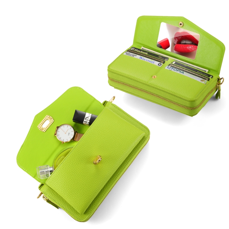 For Samsung Galaxy S23+ 5G Crossbody Multi-functional Zipper Wallet Litchi Leather Phone Case(Green)