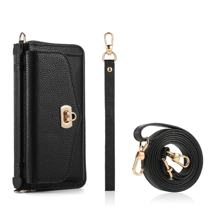 For Samsung Galaxy S22 5G Crossbody Multi-functional Zipper Wallet Litchi Leather Phone Case(Black) For Samsung Galaxy S22 5G Crossbody Multi-functional Zipper Wallet Litchi Leather Phone Case(Black)