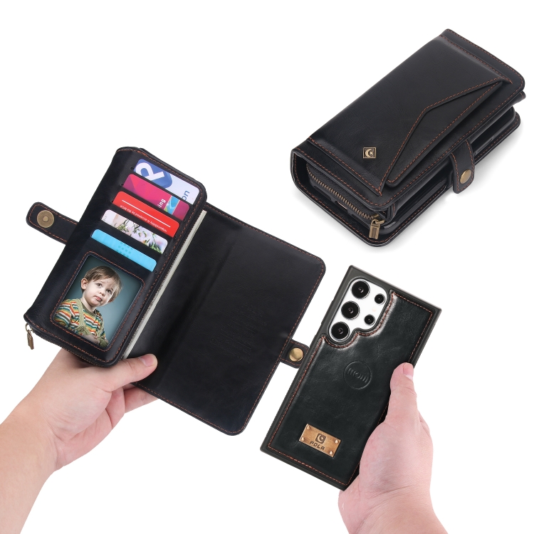 For Samsung Galaxy S24 5G Multi-functional Zipper Wallet Leather Phone Case(Black)