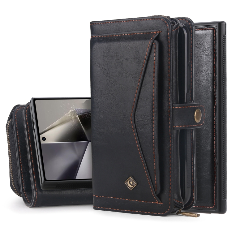 For Samsung Galaxy S24 5G Multi-functional Zipper Wallet Leather Phone Case(Black)