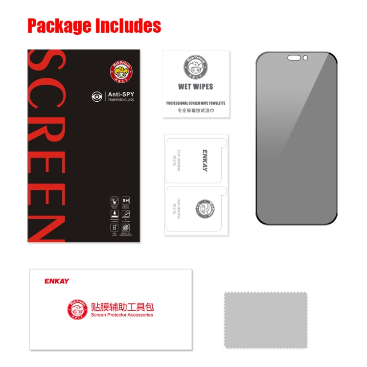 For iPhone 15 ENKAY Hat-Prince 360 Degree Anti-peeping Privacy Full Screen Tempered Glass Film For iPhone 15 ENKAY Hat-Prince 360 Degree Anti-peeping Privacy Full Screen Tempered Glass Film
