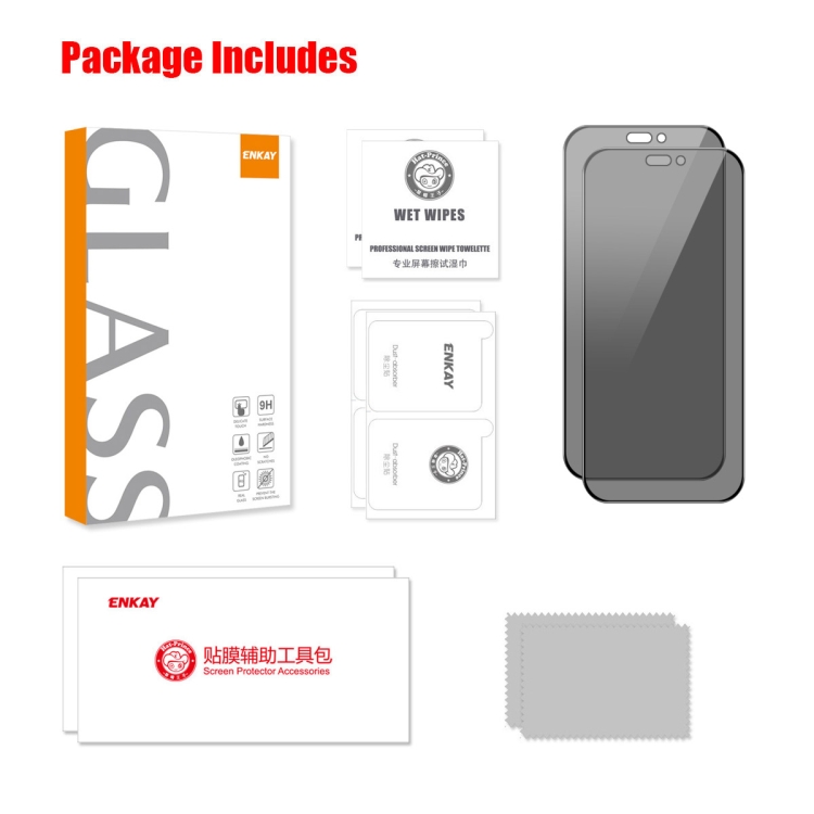 For iPhone 15 2pcs ENKAY Hat-Prince 360 Degree Anti-peeping Privacy Full Screen Tempered Glass Film