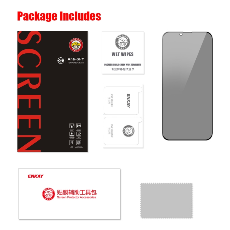 For iPhone 14 2pcs ENKAY Hat-Prince 360 Degree Anti-peeping Privacy Full Screen Tempered Glass Film For iPhone 14 2pcs ENKAY Hat-Prince 360 Degree Anti-peeping Privacy Full Screen Tempered Glass Film