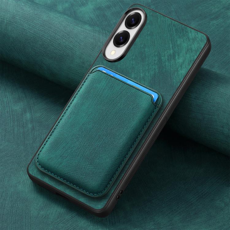 For Samsung Galaxy S25 Edge 5G Retro Leather Card Bag Magnetic Phone Case(Green)