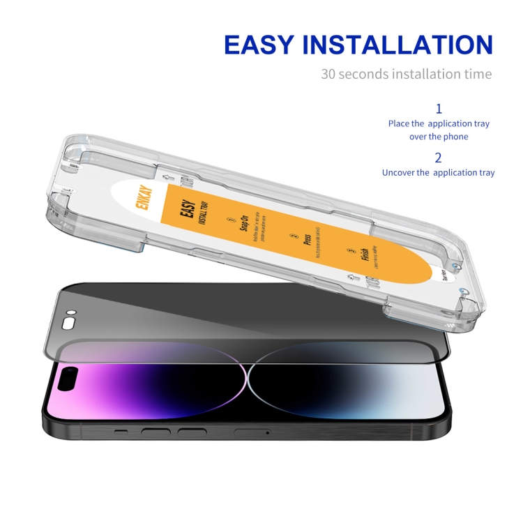 For iPhone 14 Pro ENKAY Easy Install Anti-peeping Privacy Full Screen Tempered Glass Film For iPhone 14 Pro ENKAY Easy Install Anti-peeping Privacy Full Screen Tempered Glass Film