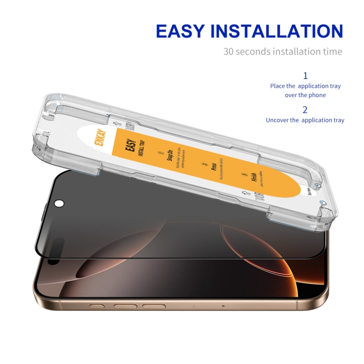 For iPhone 16 Pro Max ENKAY Easy Install Anti-peeping Privacy Full Screen Tempered Glass Film For iPhone 16 Pro Max ENKAY Easy Install Anti-peeping Privacy Full Screen Tempered Glass Film