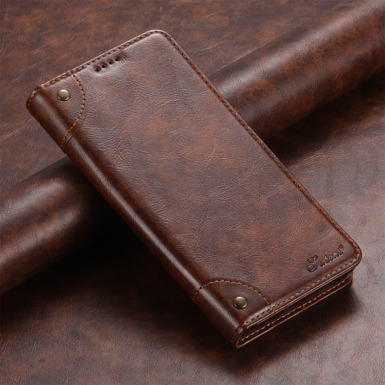 For Samsung Galaxy S23+ 5G Suteni Baroque Calf Texture Buckle Wallet Leather Phone Case(Khaki)