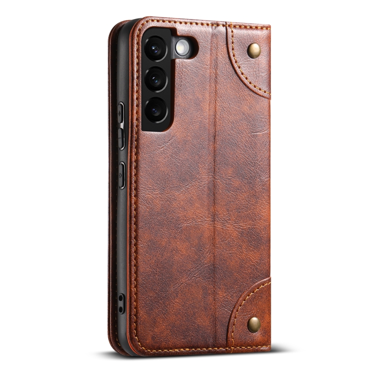 For Samsung Galaxy S23+ 5G Suteni Baroque Calf Texture Buckle Wallet Leather Phone Case(Khaki)