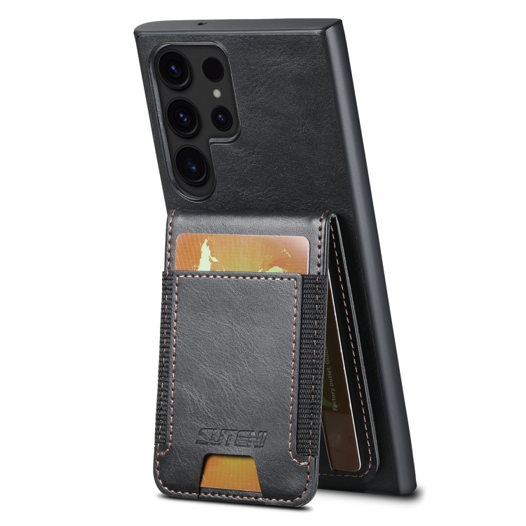 For Samsung Galaxy S24 Ultra 5G Suteni H03 Oil Wax Leather Wallet Stand Back Phone Case(Black) For Samsung Galaxy S24 Ultra 5G Suteni H03 Oil Wax Leather Wallet Stand Back Phone Case(Black)