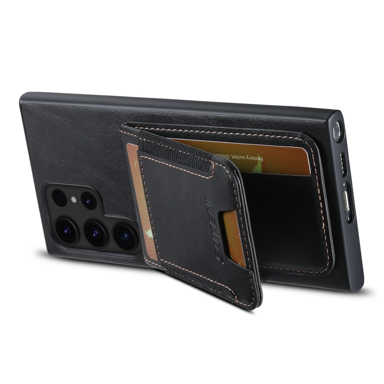 For Samsung Galaxy S24 Ultra 5G Suteni H03 Oil Wax Leather Wallet Stand Back Phone Case(Black) For Samsung Galaxy S24 Ultra 5G Suteni H03 Oil Wax Leather Wallet Stand Back Phone Case(Black)
