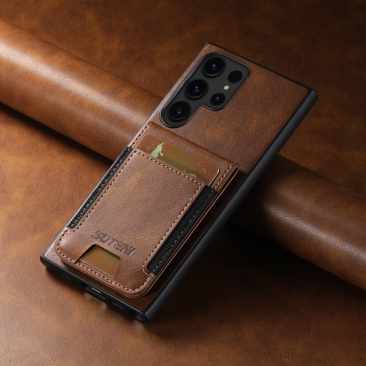 For Samsung Galaxy S23 Ultra 5G Suteni H03 Oil Wax Leather Wallet Stand Back Phone Case(Brown) For Samsung Galaxy S23 Ultra 5G Suteni H03 Oil Wax Leather Wallet Stand Back Phone Case(Brown)