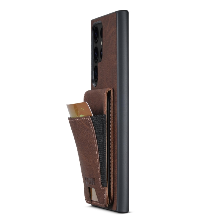 For Samsuny Galaxy S23 Ultra 5G Suteni H03 Litchi Leather Card Bag Stand Back Phone Case(Brown) For Samsuny Galaxy S23 Ultra 5G Suteni H03 Litchi Leather Card Bag Stand Back Phone Case(Brown)