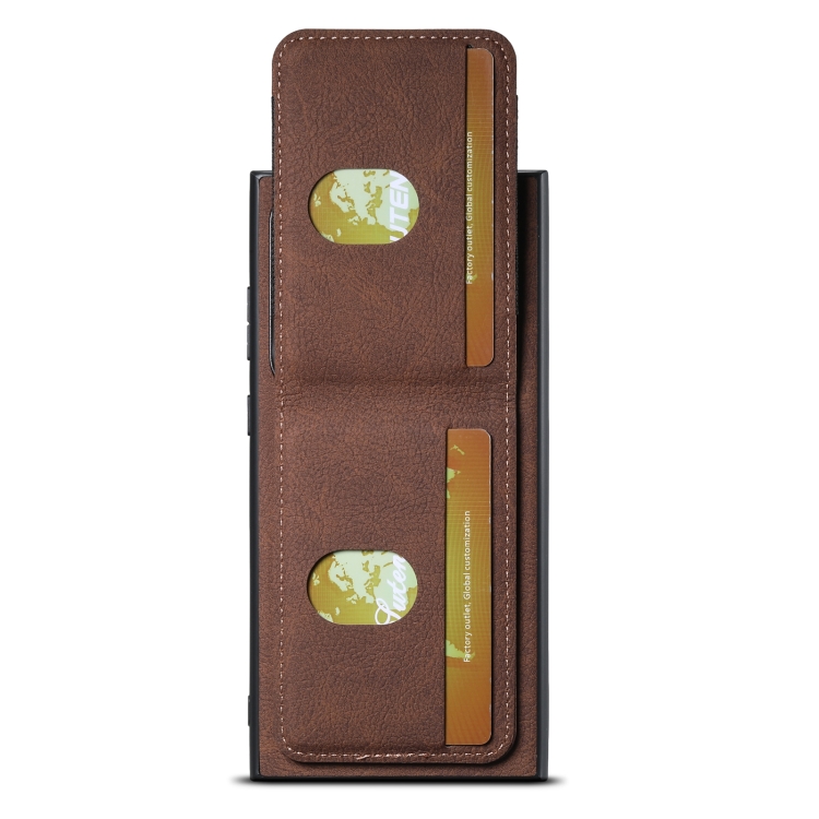 For Samsuny Galaxy S23 Ultra 5G Suteni H03 Litchi Leather Card Bag Stand Back Phone Case(Brown) For Samsuny Galaxy S23 Ultra 5G Suteni H03 Litchi Leather Card Bag Stand Back Phone Case(Brown)