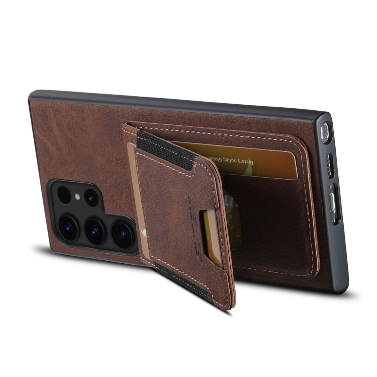 For Samsuny Galaxy S23 Ultra 5G Suteni H03 Litchi Leather Card Bag Stand Back Phone Case(Brown) For Samsuny Galaxy S23 Ultra 5G Suteni H03 Litchi Leather Card Bag Stand Back Phone Case(Brown)