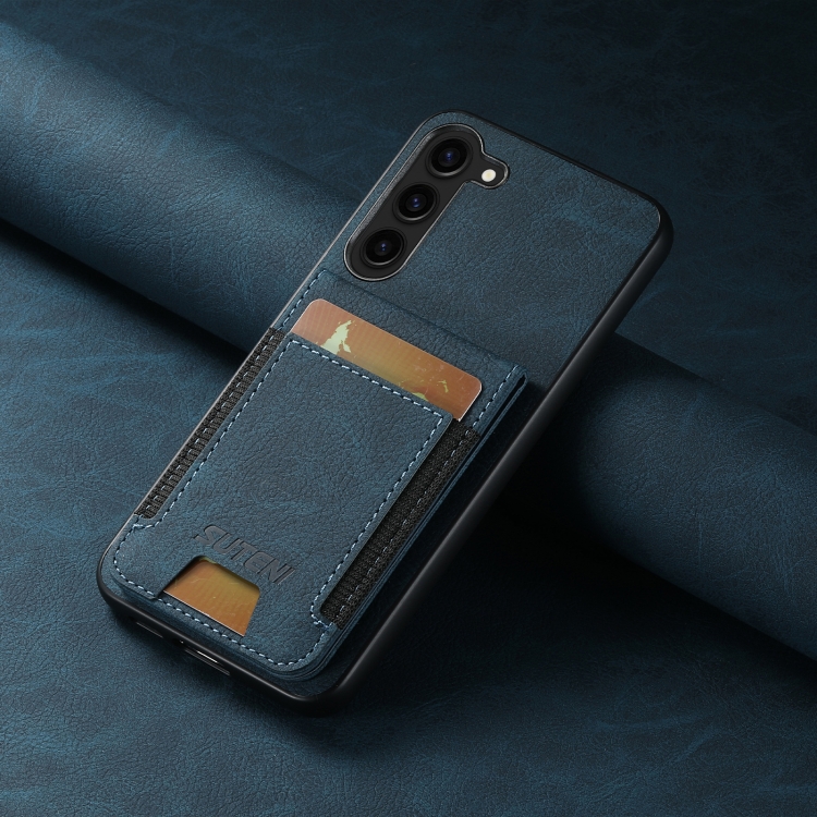 For Samsuny Galaxy S23+ 5G Suteni H03 Litchi Leather Card Bag Stand Back Phone Case(Blue) For Samsuny Galaxy S23+ 5G Suteni H03 Litchi Leather Card Bag Stand Back Phone Case(Blue)
