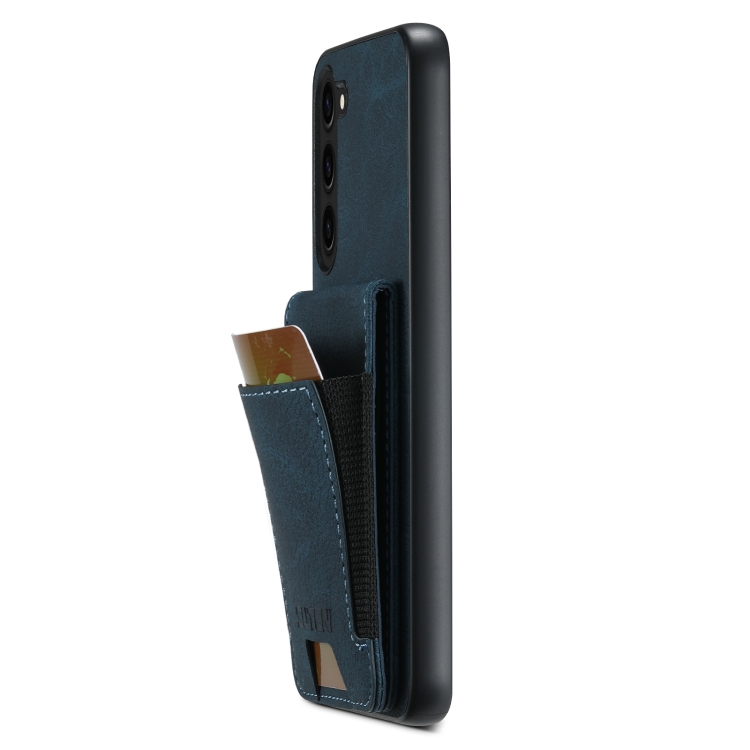 For Samsuny Galaxy S23+ 5G Suteni H03 Litchi Leather Card Bag Stand Back Phone Case(Blue) For Samsuny Galaxy S23+ 5G Suteni H03 Litchi Leather Card Bag Stand Back Phone Case(Blue)