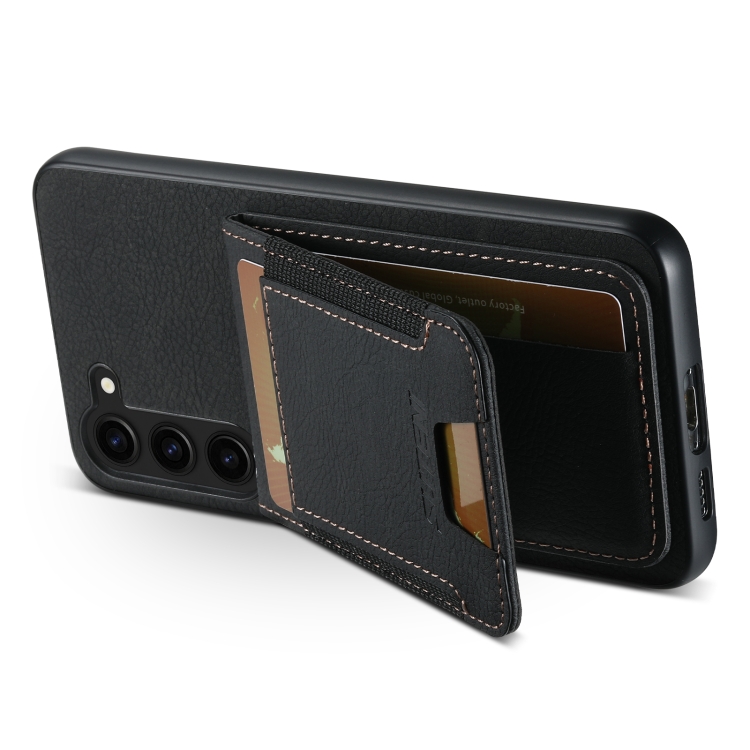 For Samsuny Galaxy S22+ 5G Suteni H03 Litchi Leather Card Bag Stand Back Phone Case(Black) For Samsuny Galaxy S22+ 5G Suteni H03 Litchi Leather Card Bag Stand Back Phone Case(Black)