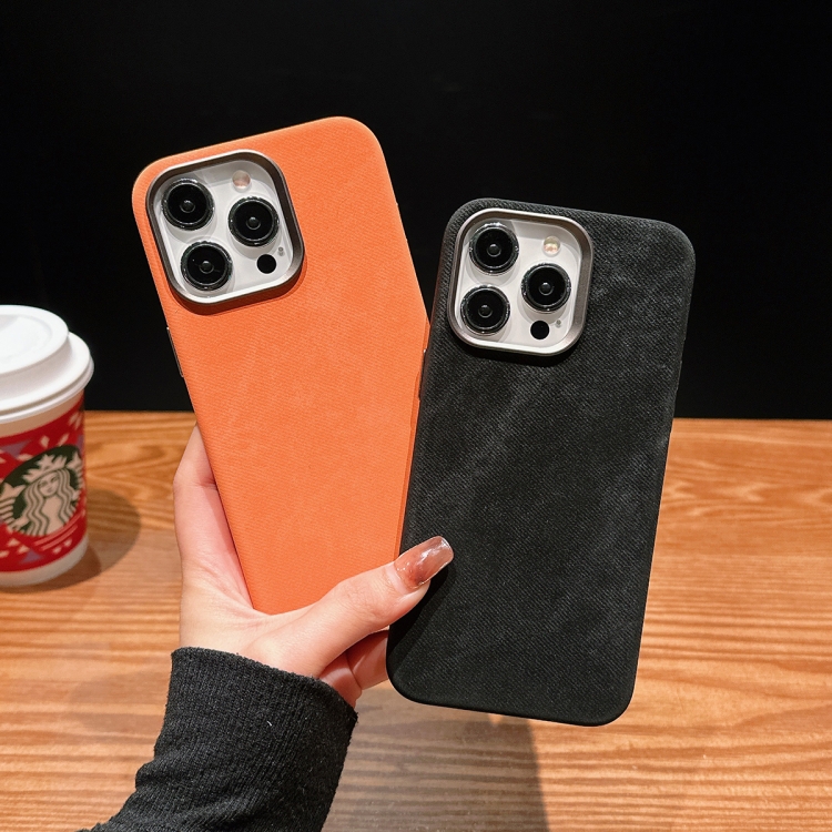 For iPhone 13 Pro Vintage Denim Shockproof Magsafe Phone Case(Orange) For iPhone 13 Pro Vintage Denim Shockproof Magsafe Phone Case(Orange)