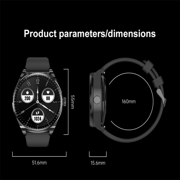 Reloj inteligente con pantalla a color S9 de 1,53 pulgadas, compatible con llamadas Bluetooth / frecuencia cardíaca / presión arterial / monitoreo de oxígeno en sangre (negro) - B6