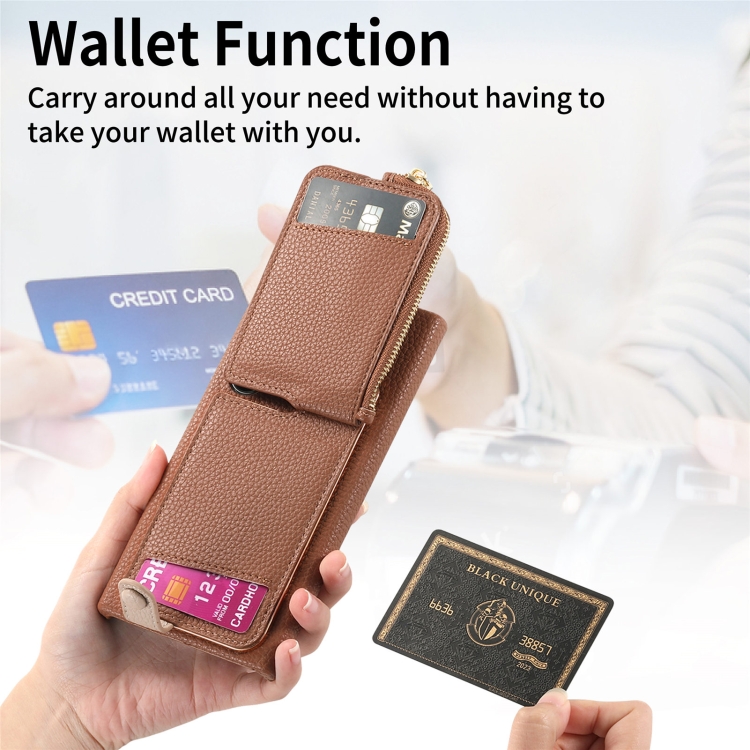 For Samsung Galaxy S24 Ultra 5G Litchi Leather Oil Edge Ring Zipper Wallet Back Phone Case(Brown) For Samsung Galaxy S24 Ultra 5G Litchi Leather Oil Edge Ring Zipper Wallet Back Phone Case(Brown)