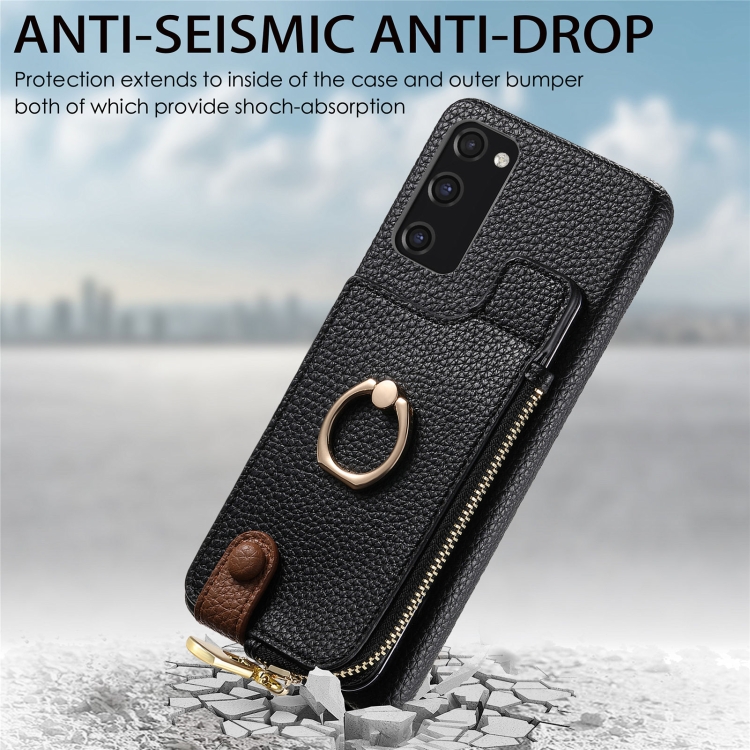 For Samsung Galaxy S20 FE Litchi Leather Oil Edge Ring Zipper Wallet Back Phone Case(Black) For Samsung Galaxy S20 FE Litchi Leather Oil Edge Ring Zipper Wallet Back Phone Case(Black)