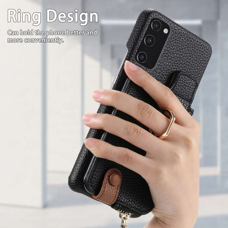 For Samsung Galaxy S20 FE Litchi Leather Oil Edge Ring Zipper Wallet Back Phone Case(Black) For Samsung Galaxy S20 FE Litchi Leather Oil Edge Ring Zipper Wallet Back Phone Case(Black)
