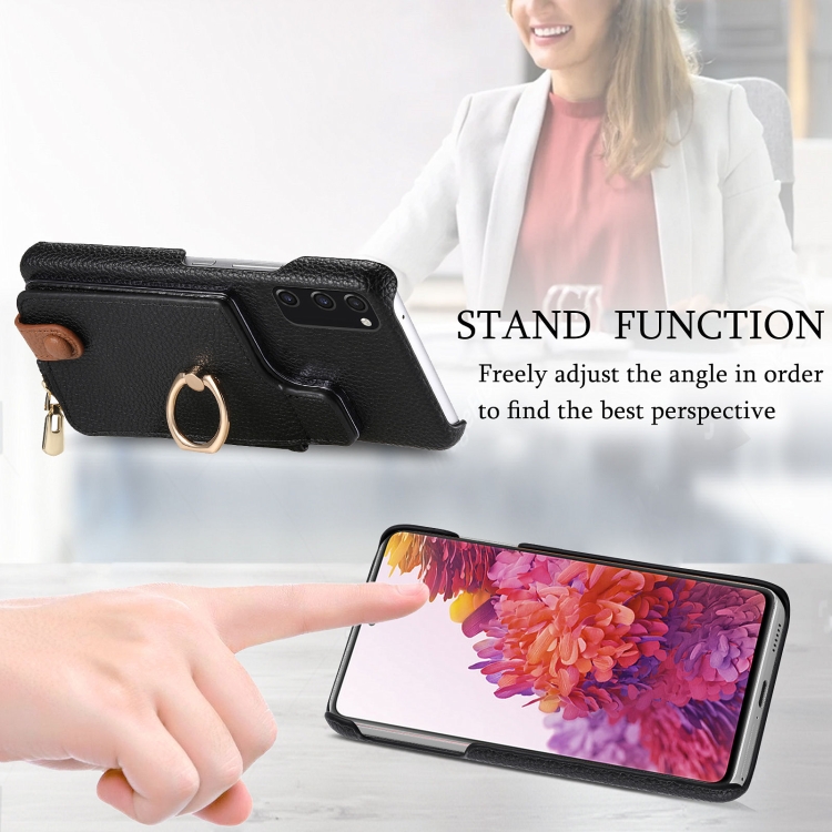 For Samsung Galaxy S20 FE Litchi Leather Oil Edge Ring Zipper Wallet Back Phone Case(Black) For Samsung Galaxy S20 FE Litchi Leather Oil Edge Ring Zipper Wallet Back Phone Case(Black)