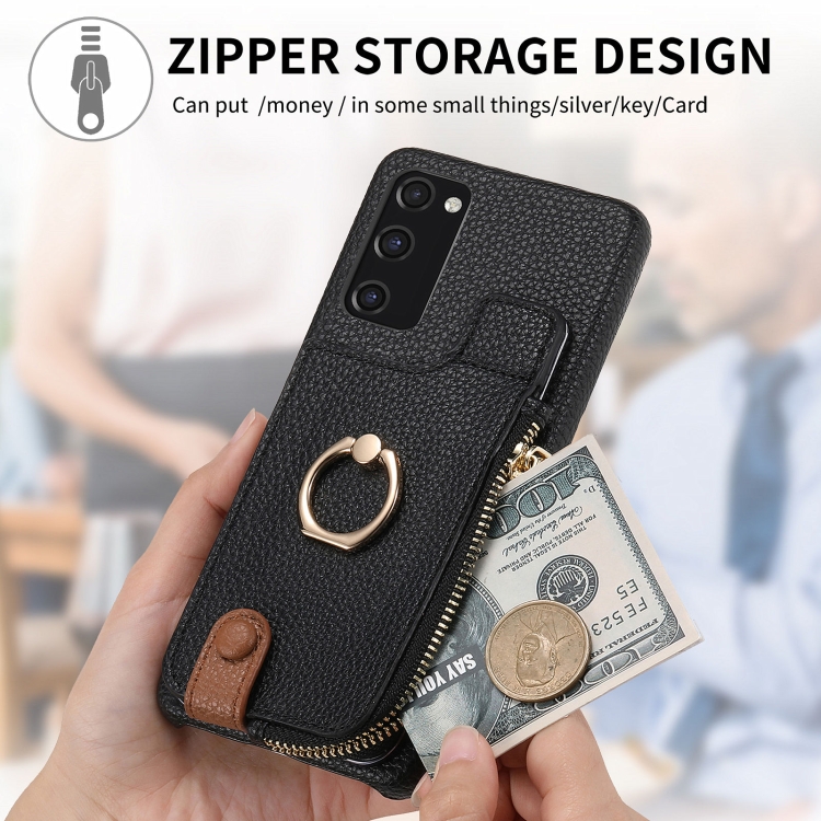 For Samsung Galaxy S20 FE Litchi Leather Oil Edge Ring Zipper Wallet Back Phone Case(Black) For Samsung Galaxy S20 FE Litchi Leather Oil Edge Ring Zipper Wallet Back Phone Case(Black)