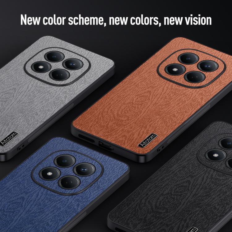 For Redmi Note 15 Pro 4G Global 163.2mm Tree Bark Leather Shockproof Phone Case(Blue)