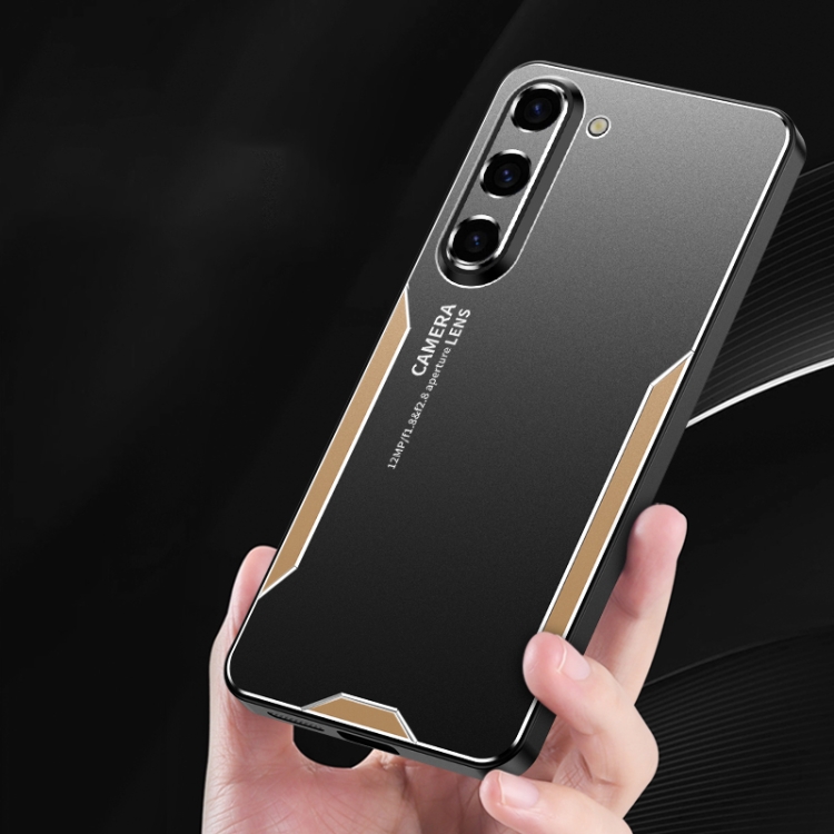 For Samsung Galaxy S23+ 5G Blade Series TPU Hybrid Metal Phone Case(Gold) For Samsung Galaxy S23+ 5G Blade Series TPU Hybrid Metal Phone Case(Gold)