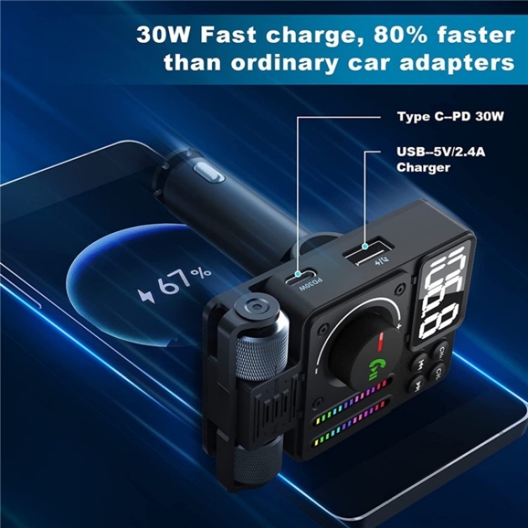 MT01 Car FM Transmitter MP3 Music Player Bluetooth Adapter Type-C + USB Car Charger MT01 Car FM Transmitter MP3 Music Player Bluetooth Adapter Type-C + USB Car Charger