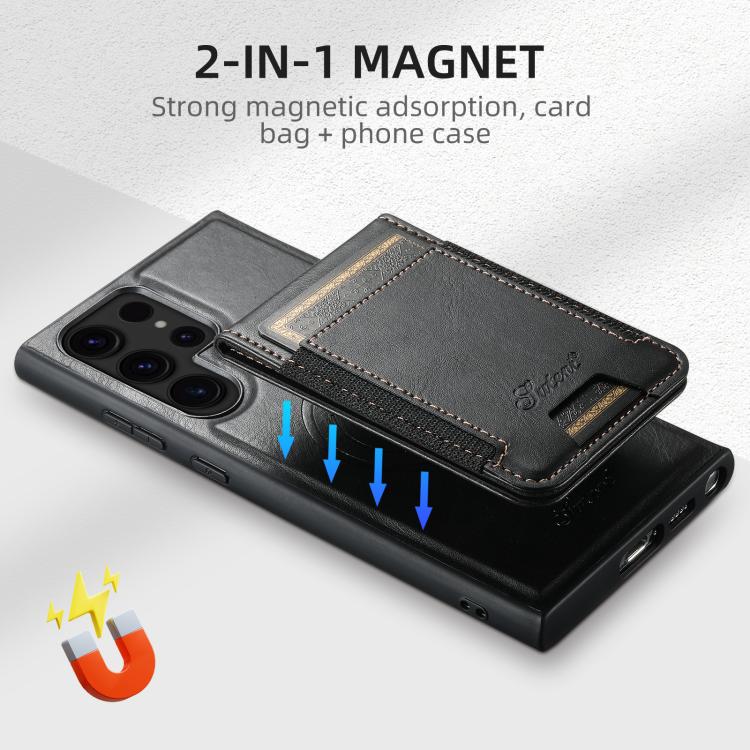 For Samsung Galaxy S25 5G Suteni H17 Oil Eax Leather MagSafe Detachable Wallet Phone Case(Black) For Samsung Galaxy S25 5G Suteni H17 Oil Eax Leather MagSafe Detachable Wallet Phone Case(Black)