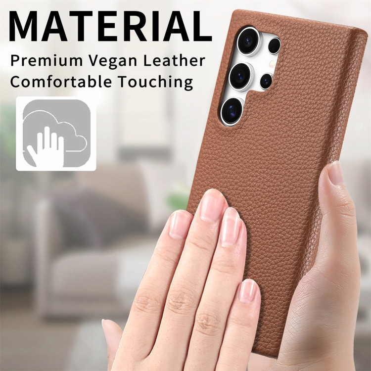 For Samsung Galaxy S23 Ultra 5G Litchi Oil Edge Leather Back Phone Case(Brown) For Samsung Galaxy S23 Ultra 5G Litchi Oil Edge Leather Back Phone Case(Brown)