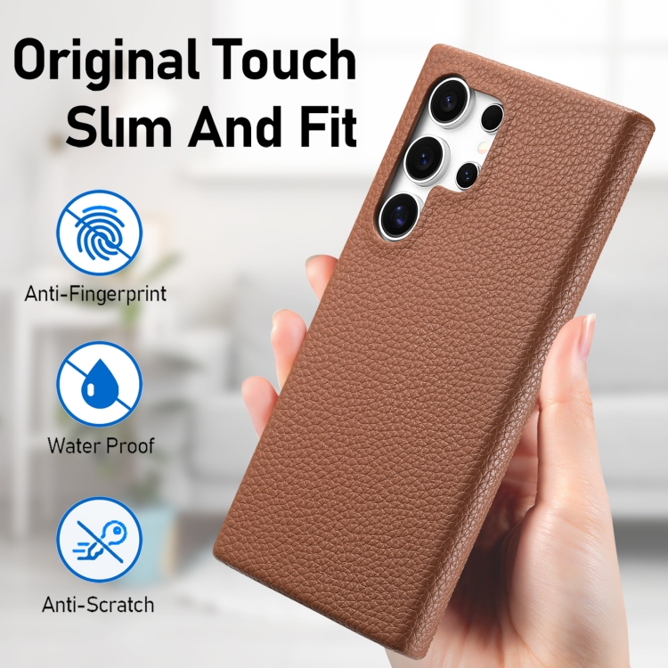 For Samsung Galaxy S23 Ultra 5G Litchi Oil Edge Leather Back Phone Case(Brown) For Samsung Galaxy S23 Ultra 5G Litchi Oil Edge Leather Back Phone Case(Brown)