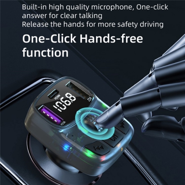 C57 PD Type-C + Dual USB Car Charger Colorful Light Car Bluetooth Adapter FM Transmitter C57 PD Type-C + Dual USB Car Charger Colorful Light Car Bluetooth Adapter FM Transmitter