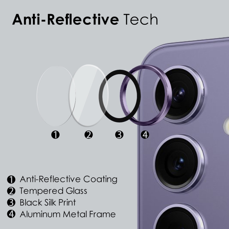 For Samsung Galaxy S24+ 5G NORTHJO Camera LensCD Vein Metal Ring Tempered Glass Film(Purple) For Samsung Galaxy S24+ 5G NORTHJO Camera LensCD Vein Metal Ring Tempered Glass Film(Purple)