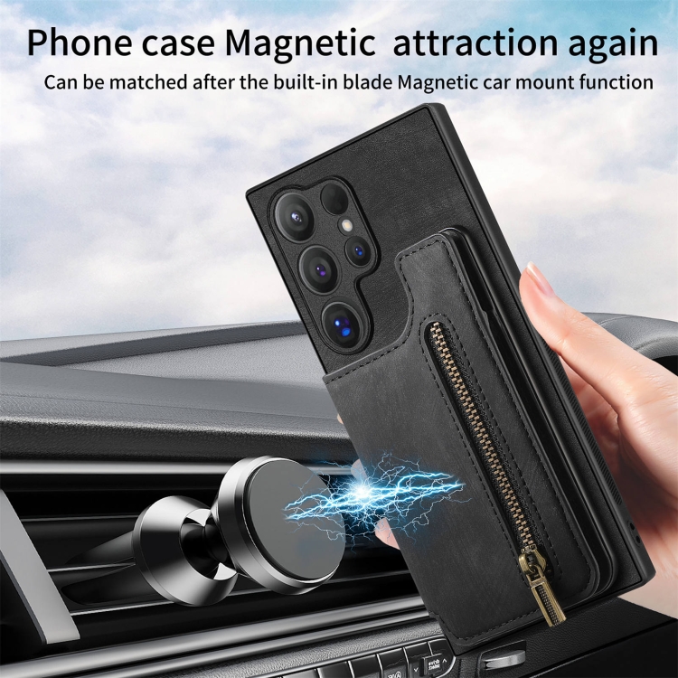 For Samsung Galaxy S24 Ultra 5G Retro Leather Zipper Wallet Back Phone Case(Black) For Samsung Galaxy S24 Ultra 5G Retro Leather Zipper Wallet Back Phone Case(Black)