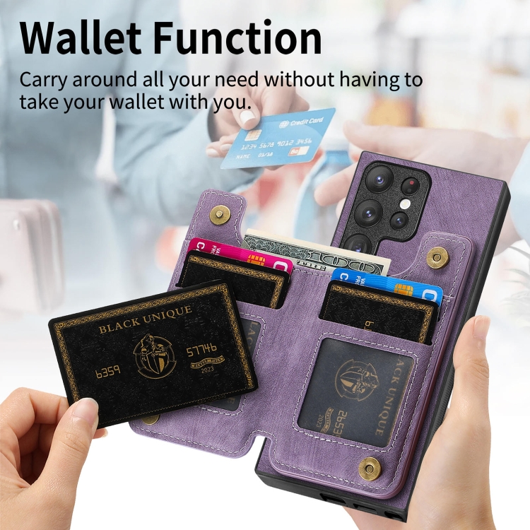 For Samsung Galaxy S23+ 5G Retro Leather Zipper Wallet Back Phone Case(Purple) For Samsung Galaxy S23+ 5G Retro Leather Zipper Wallet Back Phone Case(Purple)