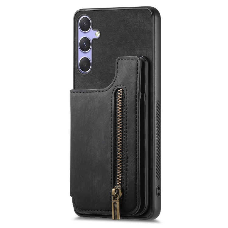 For Samsung Galaxy S25+ 5G Retro Leather Zipper Wallet Back Phone Case(Black) For Samsung Galaxy S25+ 5G Retro Leather Zipper Wallet Back Phone Case(Black)