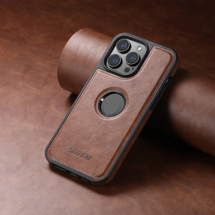 For iPhone 16 Suteni G1 Magsafe Leather Back Phone Case(Brown) - 1