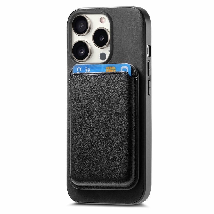 For iPhone 14 Plus Retro Magsafe Card Bag PU Back Cover Phone Case(Black) For iPhone 14 Plus Retro Magsafe Card Bag PU Back Cover Phone Case(Black)