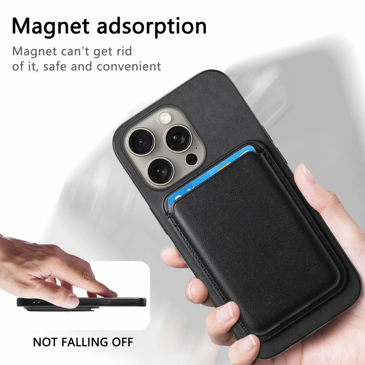 For iPhone 14 Plus Retro Magsafe Card Bag PU Back Cover Phone Case(Black) For iPhone 14 Plus Retro Magsafe Card Bag PU Back Cover Phone Case(Black)
