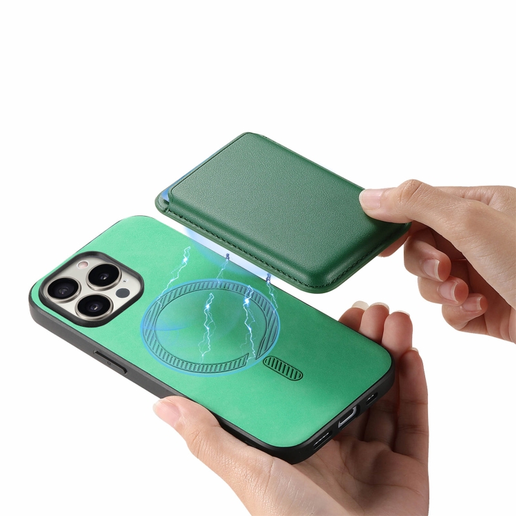 For iPhone 7 / 8 / SE 2022 Retro Magsafe Card Bag PU Back Cover Phone Case(Green) For iPhone 7 / 8 / SE 2022 Retro Magsafe Card Bag PU Back Cover Phone Case(Green)