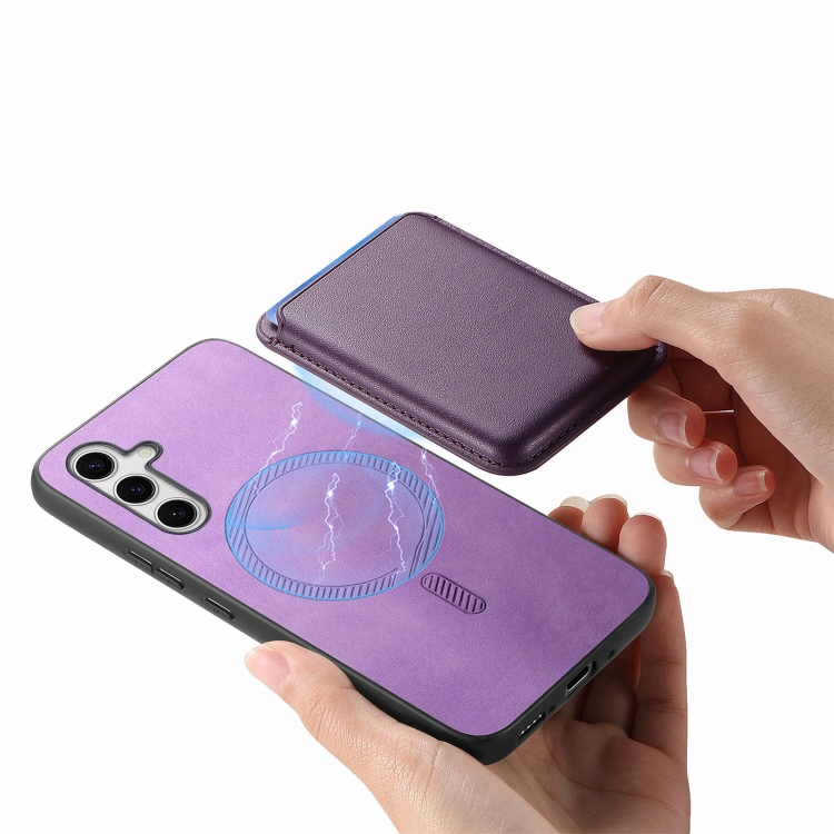 For Samsung Galaxy S24 Ultra 5G Retro Magsafe Card Bag PU Back Cover Phone Case(Purple) For Samsung Galaxy S24 Ultra 5G Retro Magsafe Card Bag PU Back Cover Phone Case(Purple)