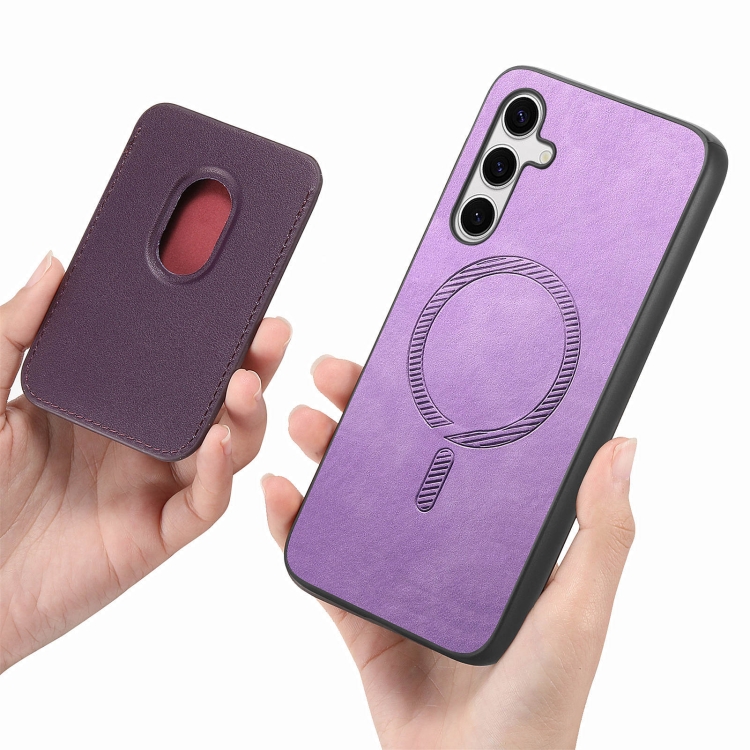For Samsung Galaxy S24 Ultra 5G Retro Magsafe Card Bag PU Back Cover Phone Case(Purple) For Samsung Galaxy S24 Ultra 5G Retro Magsafe Card Bag PU Back Cover Phone Case(Purple)