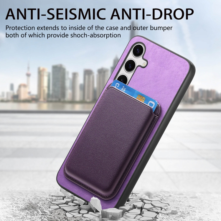 For Samsung Galaxy S24 Ultra 5G Retro Magsafe Card Bag PU Back Cover Phone Case(Purple) For Samsung Galaxy S24 Ultra 5G Retro Magsafe Card Bag PU Back Cover Phone Case(Purple)