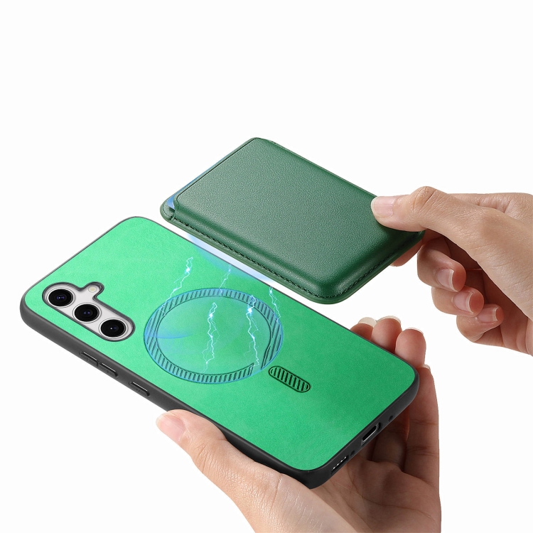 For Samsung Galaxy S23 Ultra 5G Retro Magsafe Card Bag PU Back Cover Phone Case(Green) For Samsung Galaxy S23 Ultra 5G Retro Magsafe Card Bag PU Back Cover Phone Case(Green)