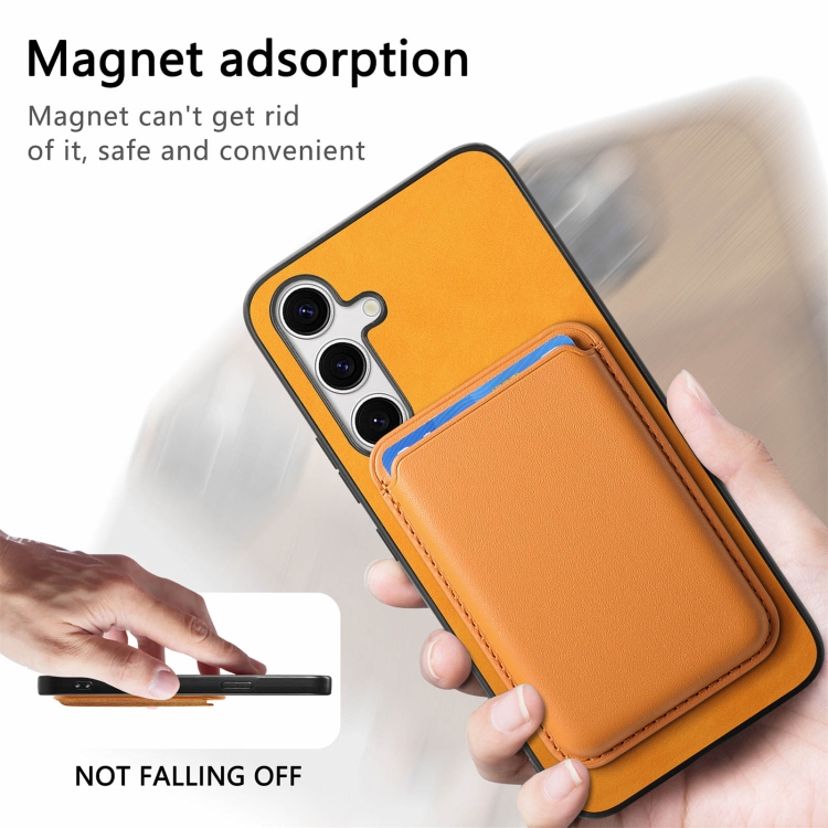 For Samsung Galaxy S23+ 5G Retro Magsafe Card Bag PU Back Cover Phone Case(Yellow) For Samsung Galaxy S23+ 5G Retro Magsafe Card Bag PU Back Cover Phone Case(Yellow)