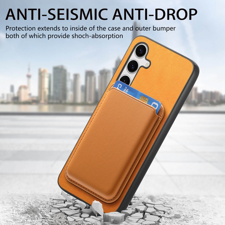 For Samsung Galaxy S23+ 5G Retro Magsafe Card Bag PU Back Cover Phone Case(Yellow) For Samsung Galaxy S23+ 5G Retro Magsafe Card Bag PU Back Cover Phone Case(Yellow)