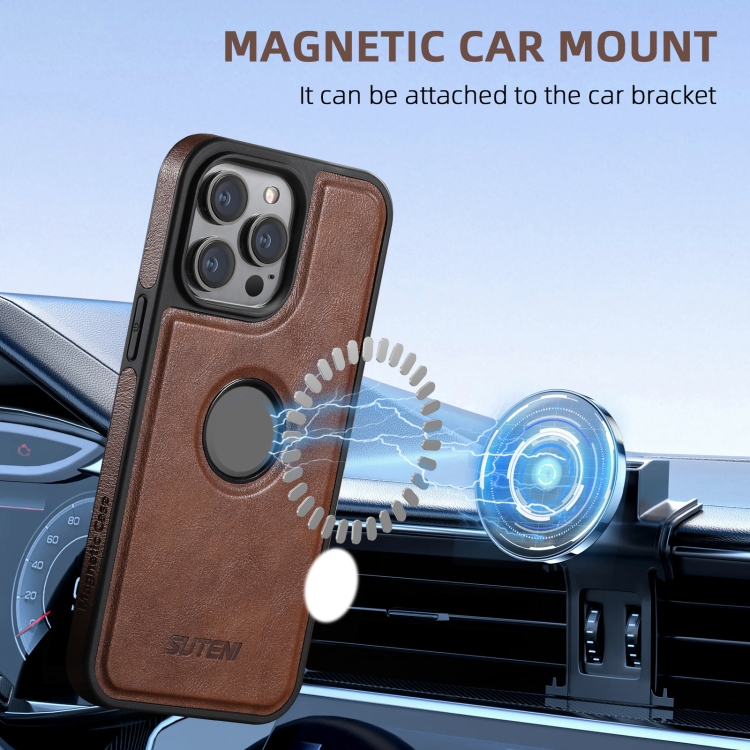 For iPhone 16 Plus Suteni M1 Oil Wax MagSafe Detachable Horizontal Card Bag Phone Case(Brown) For iPhone 16 Plus Suteni M1 Oil Wax MagSafe Detachable Horizontal Card Bag Phone Case(Brown)